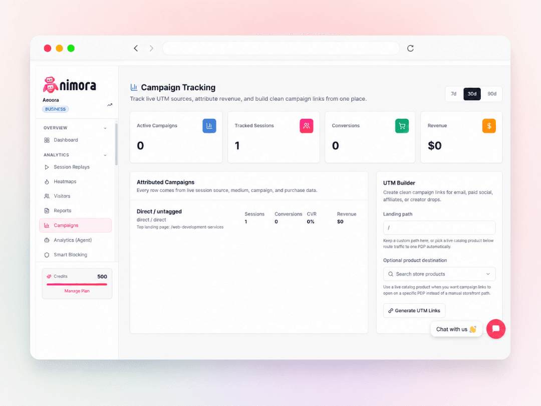 Nimora campaign attribution and revenue comparison