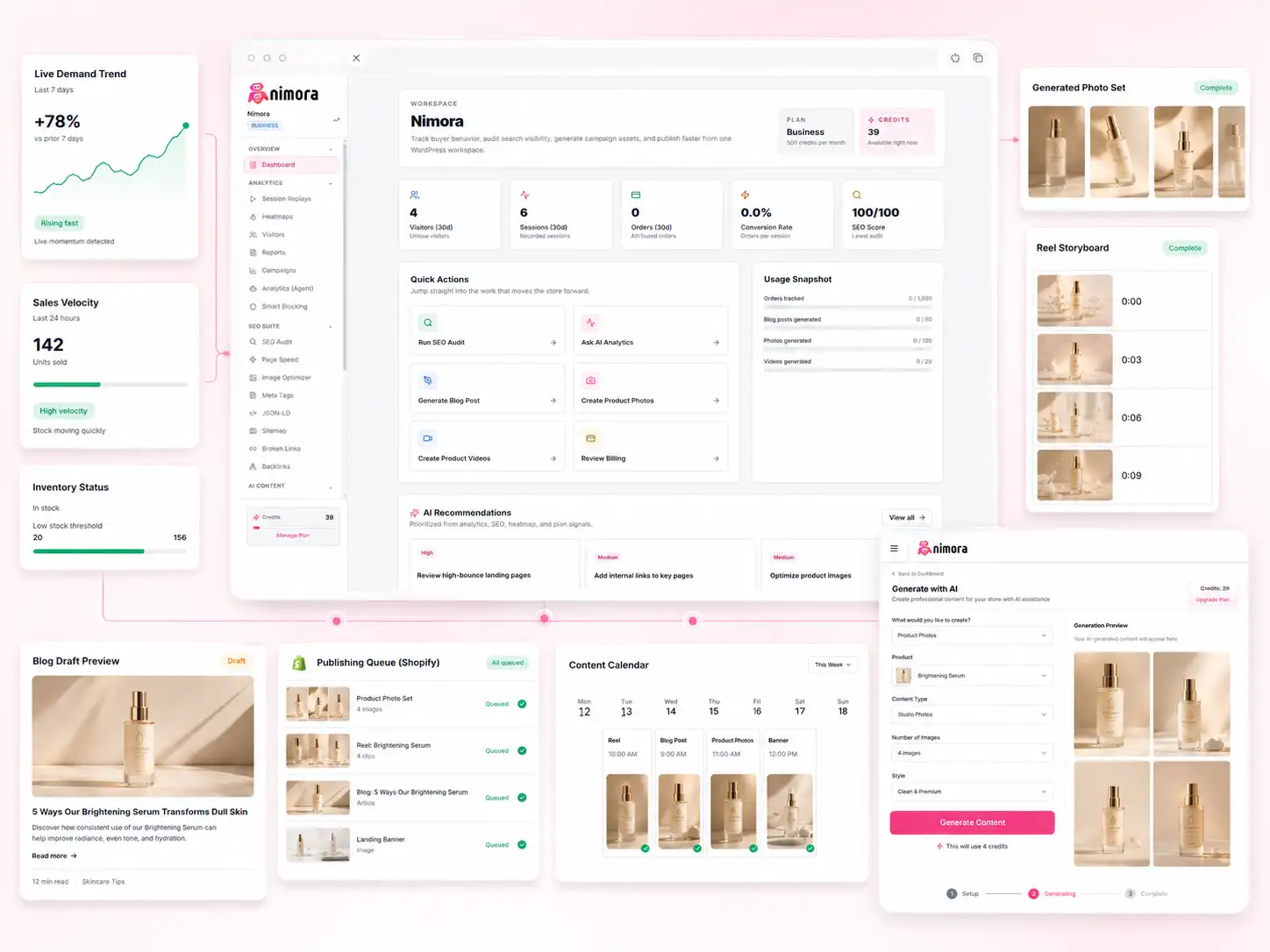 Product media studio image showing generated product angles and reel-ready assets