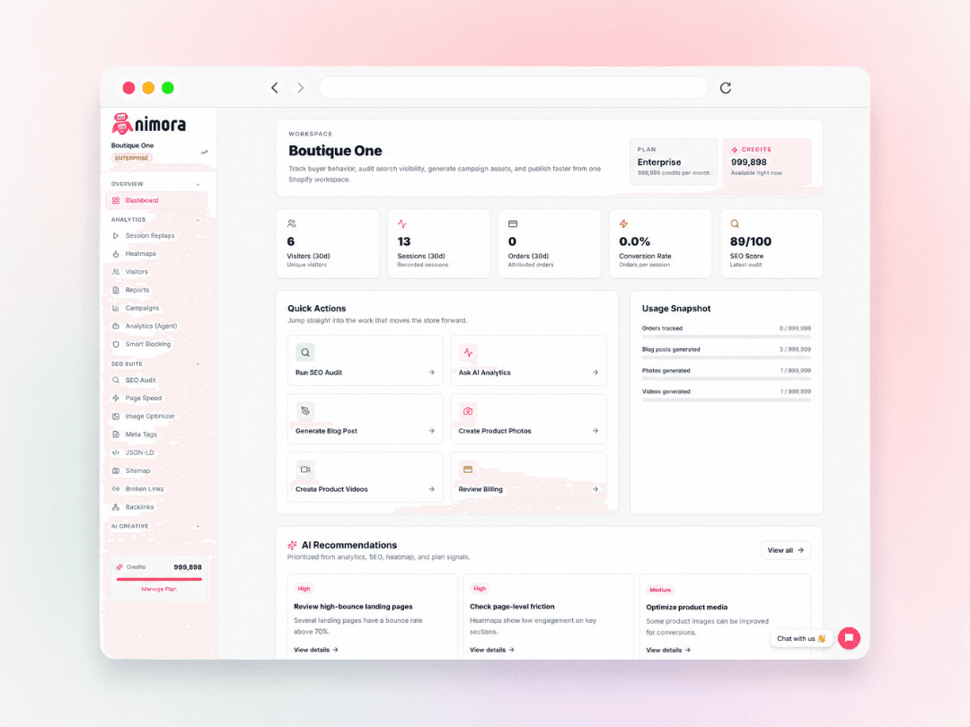 Nimora ecommerce workspace for Consumer Electronics